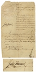 John Hancock Document Signed as Governor of Massachusetts
